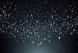 Falling raindrops footage animation in slow motion on dark black background with fog, lightened from top, rain animation with start and end, perfect for film, digital composition, projection 
