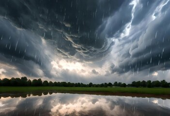 Wall Mural - cloudy sky flashes and rain cloudy sky flashes and rain-