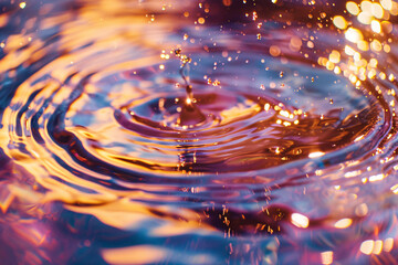 Water drop splash close-up background, clear water ripple background