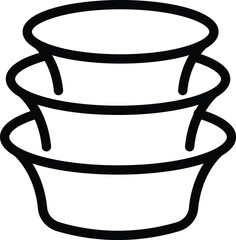 Wall Mural - Eating bowls icon outline vector. Kitchen dish plates. Table serving vessels