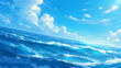 Summer beach waves illustration, summer holiday concept illustration of seaside vacation