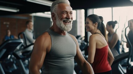 Sticker - A man and a woman working out in a gym. Suitable for fitness and health-related projects