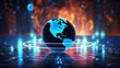 © jiejie - Illustration of digital earth with network lines and data points symbolizing global connectivity and information exchange on circuit board