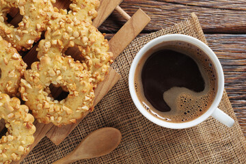 Wall Mural - Coffee and cookies rings with nuts