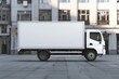 White generic unbranded truck fades into the background