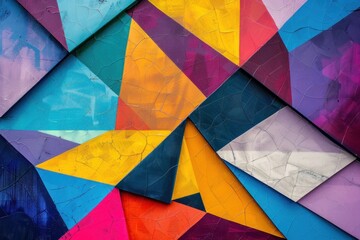 Wall Mural - Multicolored geometric shapes overlapping background