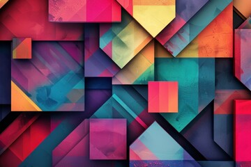 Wall Mural - Multicolored geometric shapes overlapping background