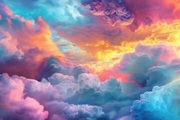 Wall Mural - Ethereal clouds blending with vibrant colors