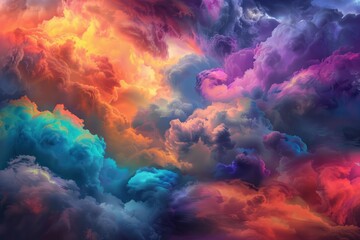 Wall Mural - Ethereal clouds blending with vibrant colors