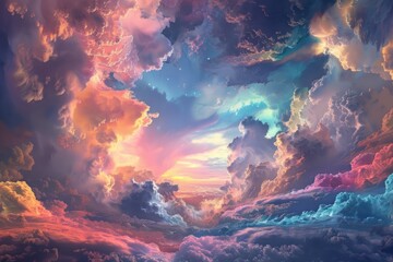 Wall Mural - Ethereal clouds blending with vibrant colors