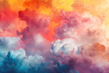 Wall Mural - Ethereal clouds blending with vibrant colors