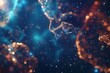 Glittering particles suspended in space background