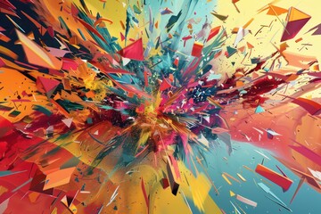 Wall Mural - Dynamic explosion of colors and shapes background
