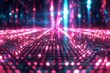 Glowing neon grid stretching into infinity