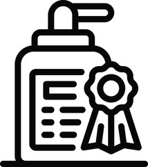 Sticker - Soap bottle icon outline vector. Antibacterial cleanser. Foaming care liquid