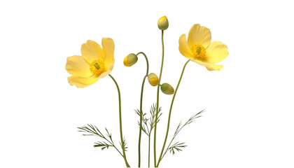 Wall Mural - yellow flower stalk isolated on transparent background cutout