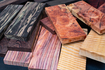 Canvas Print - Set of Rosewood Ebonywood burlwood Black and White wood timber is real natural