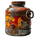 Fototapeta Kosmos - Old and Rusty Gas Cylinder Isolated on Transparent Background. Gas Tank or LPG gas Bottle