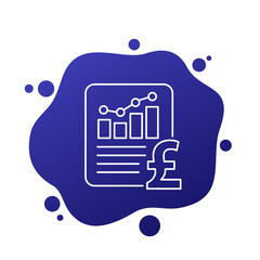 Sticker - Financial statement, report line icon with a pound