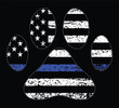 Vintage Flag With Thin Blue Line Flag Paw Vector