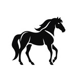 Fototapeta Konie - horse black icon on a white background in minimalism сreated with Generative Ai