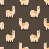 Fototapeta Dinusie - cute llama seamless pattern