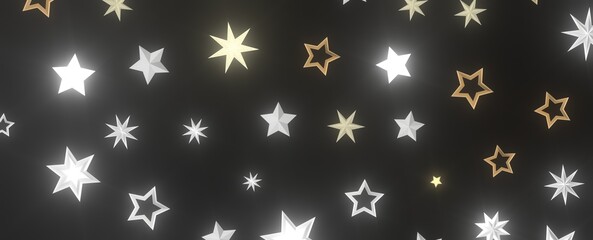 Wall Mural - Descendant Christmas Constellations: Mind-Blowing 3D Illustration of Falling Festive Star Patterns