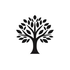 tree black icon on a white background in minimalism сreated with Generative Ai