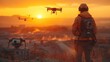 © Washburn - Engineer Controlling Drone at Sunset in Industrial Area