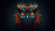 Vivid Digital Art: owl Snorting in Neon Color Illustration

