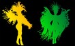© fergomez - samba, baile, brasil, danza, carnaval, silueta, color, vector, pegatina, plumas, traje, ilustracion, angel, diablo