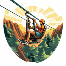 A Zip Lining Adventure With Fast Rides Vector Clipart