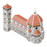 Fototapeta Londyn - The Cathedral of Santa Maria del Fiore isometric vector illustration