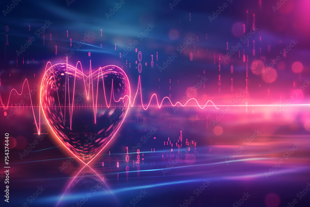 Futuristic Digital Representation of a Human Heart in Vivid Colors ...
