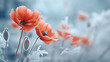Snow-Kissed Beauties: Poppies Blooming in Winter's Embrace
