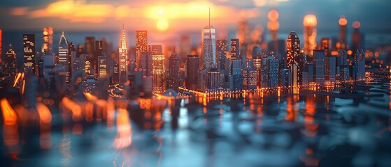 Wall Mural - An illustration of a futuristic business vision skyline. Concept of a future city skyline.