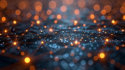 Leinwandbilder - Geometrical background with wireframe structure of light connections. Modern 3D graphic.