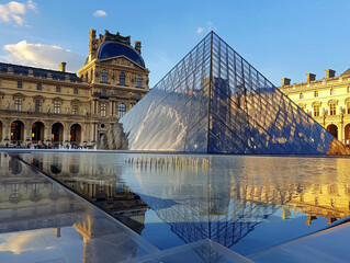 Iconic Louvre Museum in Paris, France, featuring stunning architecture and endless artistic treasures within.