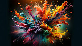 Fototapeta Mapy - exploding painting bubbles and smoked- colorful modern artistic background