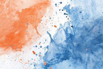  Abstract blue orange  painted Watercolor Background. Generative ai