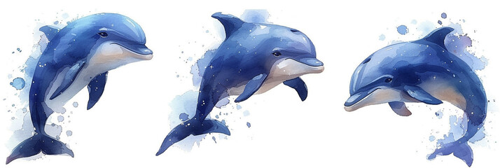 Wall Mural - Dolphin watercolor painting