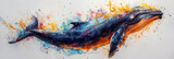 Fototapeta Dziecięca - Whale watercolor painting