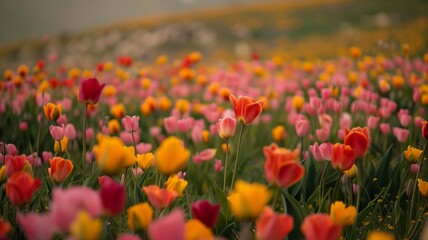 Wall Mural - Vivid Tulips Flourishing in Spring