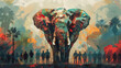 © jr-art - Illustration of an elephant and people next to it