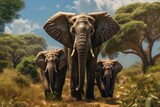 Fototapeta  - Elephant's in the savannah