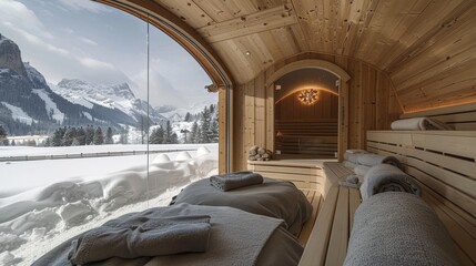Wall Mural - An alpine wellness retreat, with spa treatments inspired