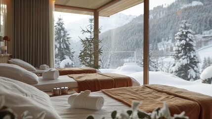 Wall Mural - An alpine wellness retreat, with spa treatments inspired