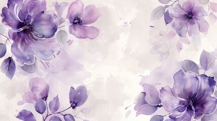 Elegant purple flower with watercolor style for background and invitation wedding card