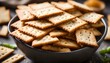 Crispy crackers with sesame in bowl
