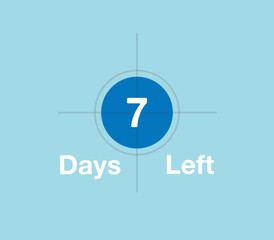 Poster - Target 7 Days left. Remaining days marker, target illustration, time focus for remaining days